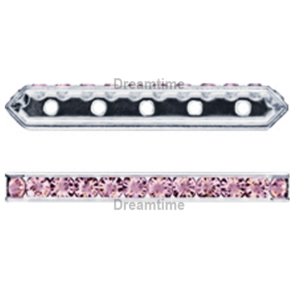Dreamtime Crystal DC 77730 Rondelle Spacer Bars 5 Hole Cyclamen Opal/Silver